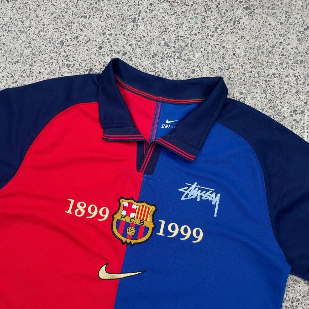 STÜSSY X “RETRO FC BARCELONA” JERSEY - The Kit Outlet