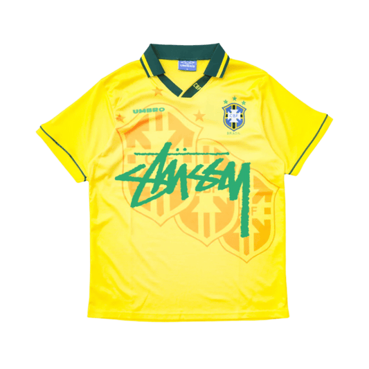 STÜSSY x “BRASIL” RETRO JERSEY - YELLOW GREEN - The Kit Outlet